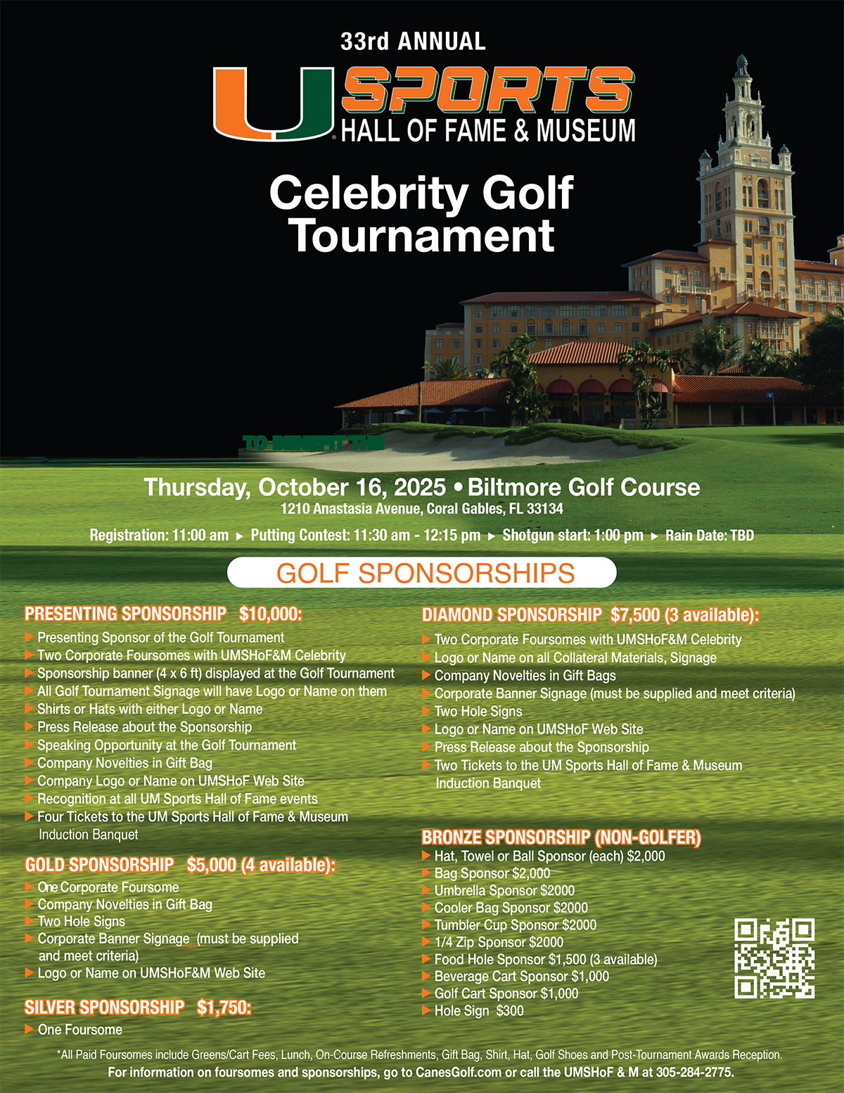 2025 UM Hall of Fame golf sponsor flyer